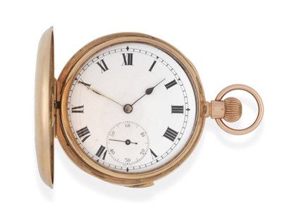 Lot 2211 - A 9ct Gold Full Hunter Quarter Repeating Keyless Pocket Watch, 1912, lever movement, two...