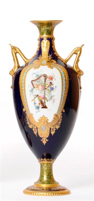 Lot 65 - A Royal Crown Derby Porcelain Urn Shaped Twin-Handled Vase, 1904, painted by Desire Leroy with...