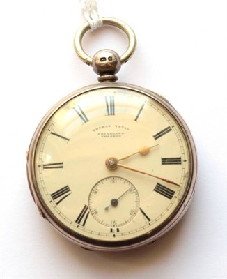 Lot 2222 - A Rare Slow Beat Lever Silver Pocket Watch, signed Thos Yates, Preston, 1870, gilt fusee lever...