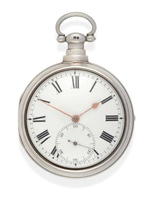 Lot 2226 - A Silver Pair Cased Verge Pocket Watch, signed Edwd Hallam, London, 1824, gilt fusee movement...