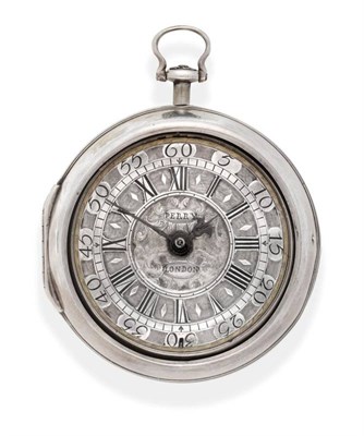 Lot 2228 - A Silver Pair Cased Verge Champleve Dial Pocket Watch, signed Henry Perry, St Anns, Soho,...