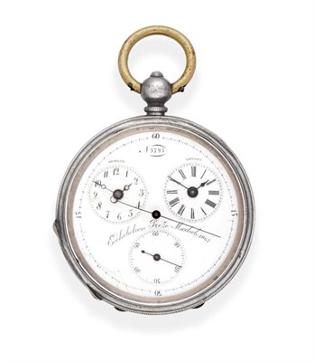Lot 2248 - An Open Faced Dual Time Zone Centre Seconds Pocket Watch, circa 1880, cylinder movement, enamel...