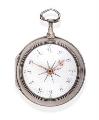 Lot 2252 - A Silver Pair Cased Verge Pocket Watch with Unusual Named Hour Marker Dial, signed Heny...