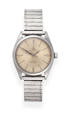 Lot 2255 - A Stainless Steel Automatic Centre Seconds Wristwatch, signed Tudor, model: Oyster Prince, ref:...