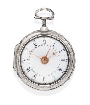 Lot 2256 - A Silver Pair Cased Verge Pocket Watch with Unusual Calendar Display, signed Richard Simester,...
