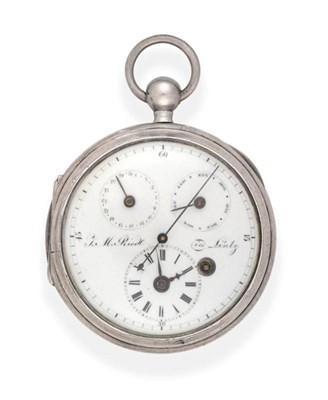 Lot 2262 - A Continental Slow Beating Centre Seconds Calendar  Pocket Watch with an Unusual Cylinder...