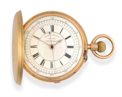 Lot 2265 - An 18ct Gold Full Hunter Chronograph Keyless Pocket Watch, signed E Wise, Manchester, 1882,...