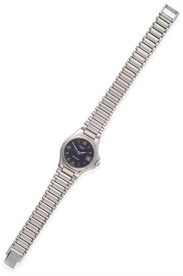 Lot 2276 - A Lady's Stainless Steel Calendar Centre Seconds Wristwatch, signed Zenith, model: Port Royal,...