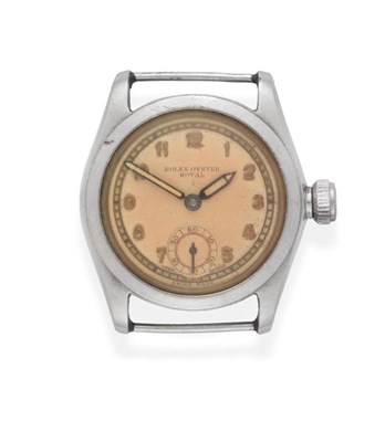Lot 2279 - A Stainless Steel ''Boy's Size'' Wristwatch, signed Rolex Oyster, model: Royal, circa 1945,...