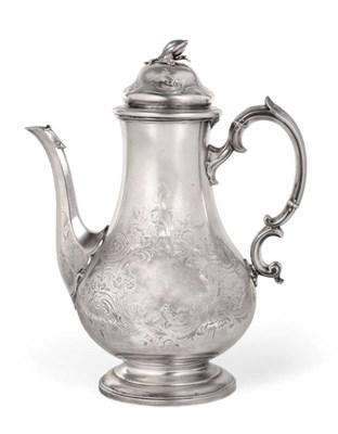 Lot 2325 - A Victorian Silver Coffee Pot, Edward & John Barnard, London 1854, large baluster form, the...