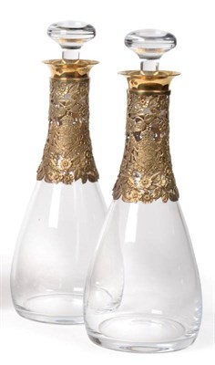 Lot 2335 - A Pair of Silver Gilt Mounted Glass Commemorative Decanters, Hector Miller for Aurum, London...