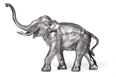 Lot 2338 - A Large Filled Silver Model of an Indian Elephant, Camelot Silverware, Sheffield 2003, 43cm...