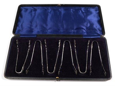 Lot 2340 - Six Pairs of American Silver Asparagus Tongs, Gorham Mfg Co, English import marks for...