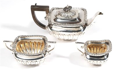 Lot 2342 - An Edwardian Silver Three Piece Bachelors Tea Service, William Aitken, Birmingham 1905, with...