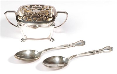 Lot 2343 - An Art Nouveau Style Twin Handled Silver Sugar Bowl, Stower & Wragg, Sheffield 1941, rounded...