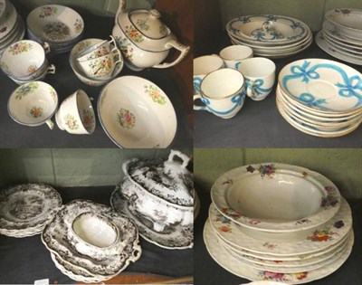 Lot 281A - A 19th Century transfer printed Corinthian pattern part dinner service, to include a twin...