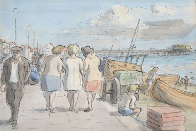 Lot 45 - Edward Ardizzone CBE, RA (1900-1979) ''Holidaymakers on the Front'' Initialled, mixed media,...