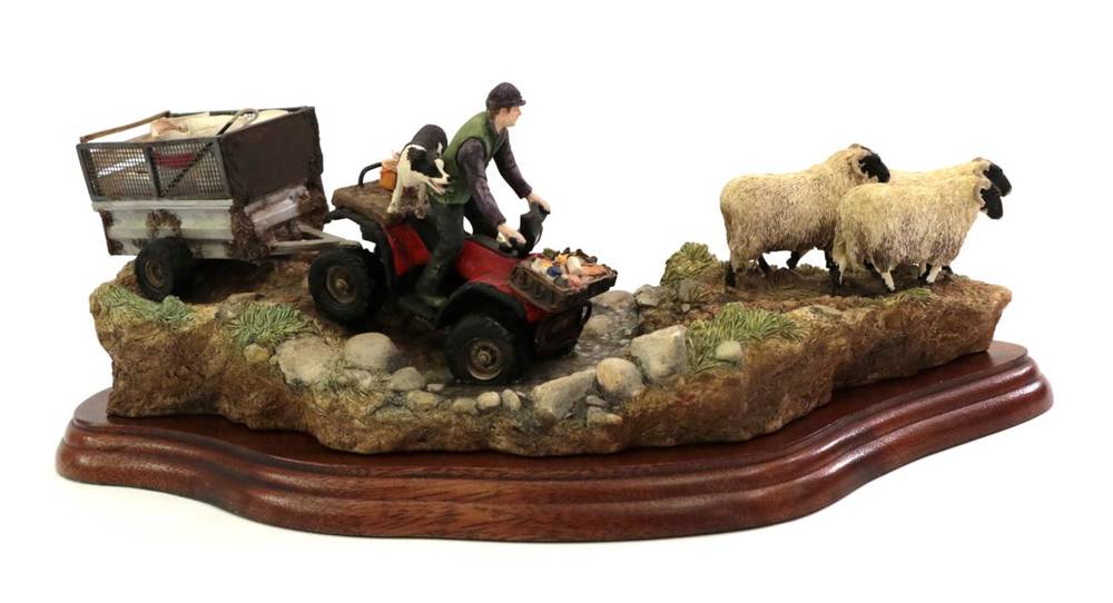 Lot 7 - Border Fine Arts 'All in a Day's Work' (Farmer on ATV Herding Sheep), model No. B0593 by Kirsty...