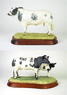 Lot 14 - Border Fine Arts 'Belgian Blue Cow and Calf' (Style One), model No. B0590 by Ray Ayres, limited...