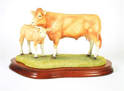 Lot 16 - Border Fine Arts 'Blonde D'Aquitaine Cow and Calf', model No. B0353 by Kirsty Armstrong,...