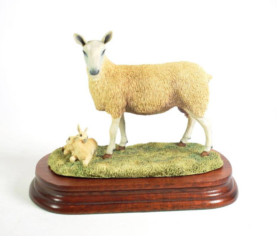 Lot 18 - Border Fine Arts 'Blue Faced Leicester Ewe & Lambs' (Style One), model No. L31 by Ray Ayres,...