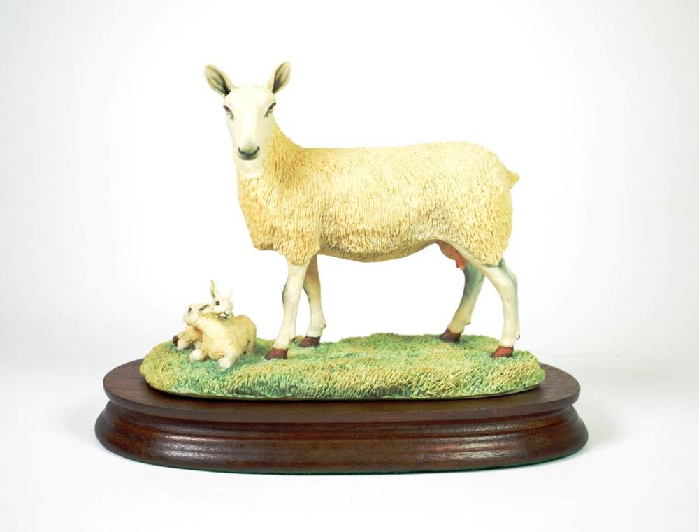 Lot 19 - Border Fine Arts 'Blue Faced Leicester Ewe and Lambs' (Style One), model No. L31 by Ray Ayres,...