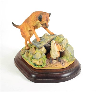 Lot 21 - Border Fine Arts 'Border Terrier & Vixen', model No. L35 by Ray Ayres, limited edition 354/850,...