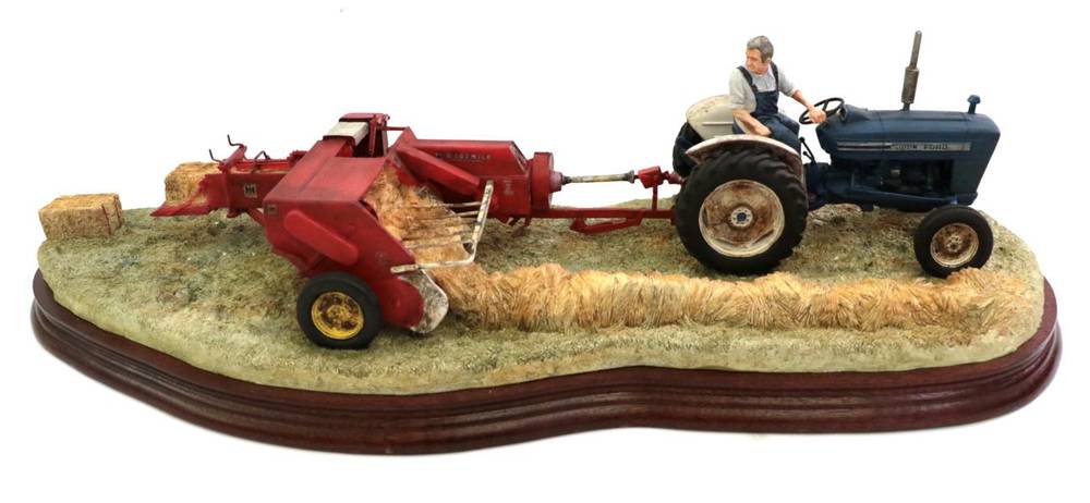 Lot 54 - Border Fine Arts 'Hay Baling', model No. B0738, limited edition 1303/2002, on wood base, with...