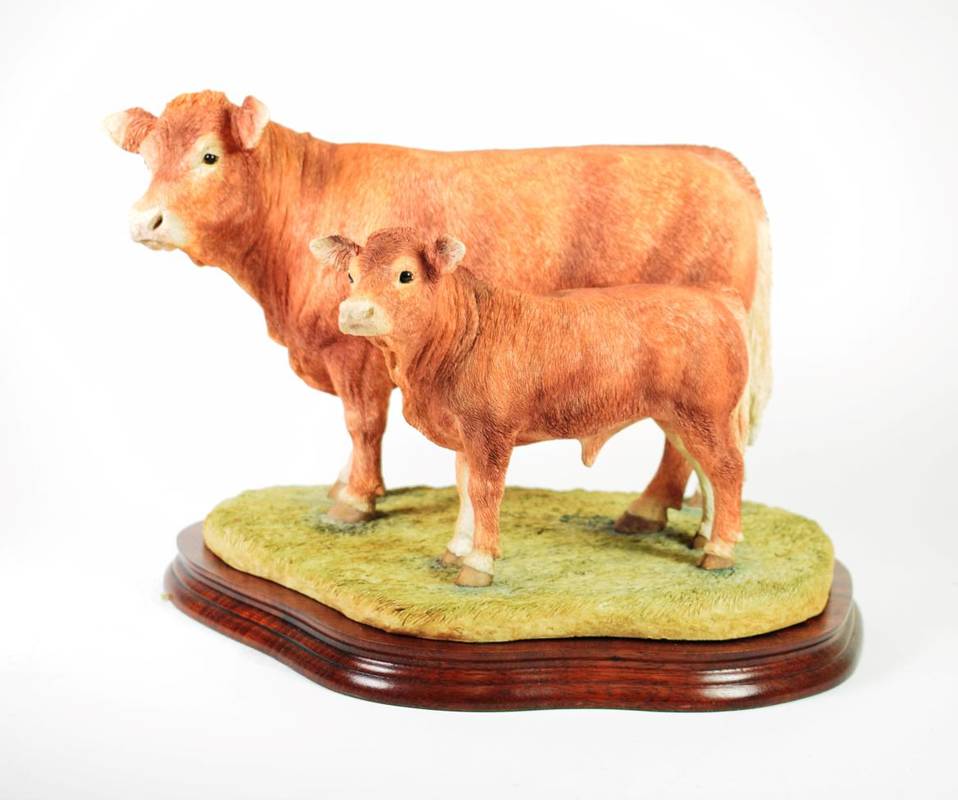 Lot 61 - Border Fine Arts 'Limousin Cow and Calf' (Style Two), model No. B0657 by Jack Crewdson, limited...
