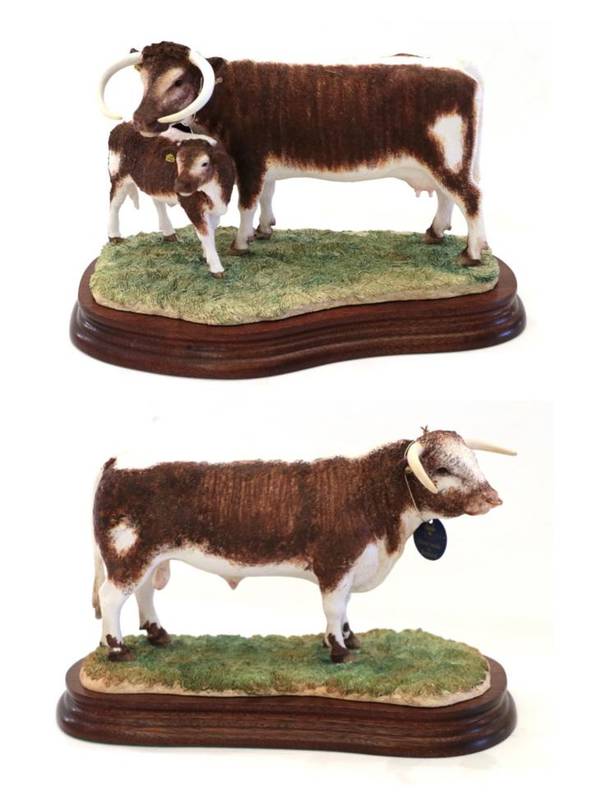 Lot 63 - Border Fine Arts 'Long Horn Bull', model No. B1138, limited edition 230/500 and 'Long Horn Cow...