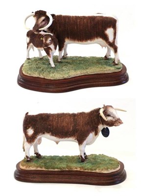 Lot 63 - Border Fine Arts 'Long Horn Bull', model No. B1138, limited edition 230/500 and 'Long Horn Cow...