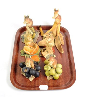 Lot 72 - Border Fine Arts Mice by Ray Ayres Comprising: 'Mouse on Apple Core', model No. 017, 'Mouse on...