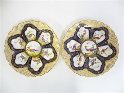 Lot 88 - A Pair of Royal Worcester Porcelain Cabinet Plates, 1879, painted with exotic birds in...