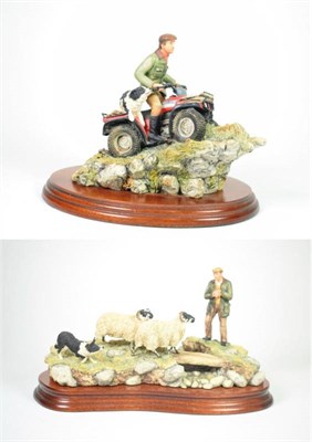Lot 96 - Border Fine Arts 'Steady Lad, Steady' (Shepherd, Sheep and Collie), model No. JH90 by Ray...