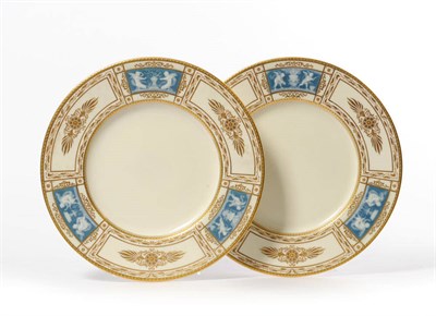 Lot 91 - A Pair of Minton Pâte-sur-Pâte Porcelain Plates, early 20th century, by Alboin Birks, each border