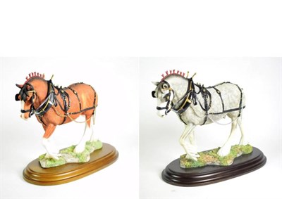 Lot 132 - Beswick Clydesdale (First Version), Harnessed Horse, model No. 2465, brown matt; together with...
