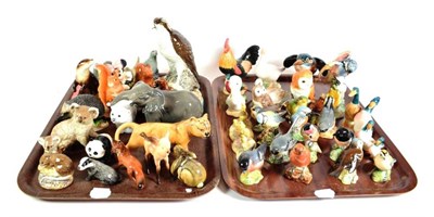 Lot 147 - Beswick Birds, Cats, Wild Animals and decanters (qty on 3 trays)