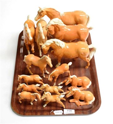 Lot 158 - Beswick horses and foals, all palomino gloss (quantity on one tray)