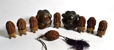 Lot 13 - A group of Oriental carved nuts and other items
