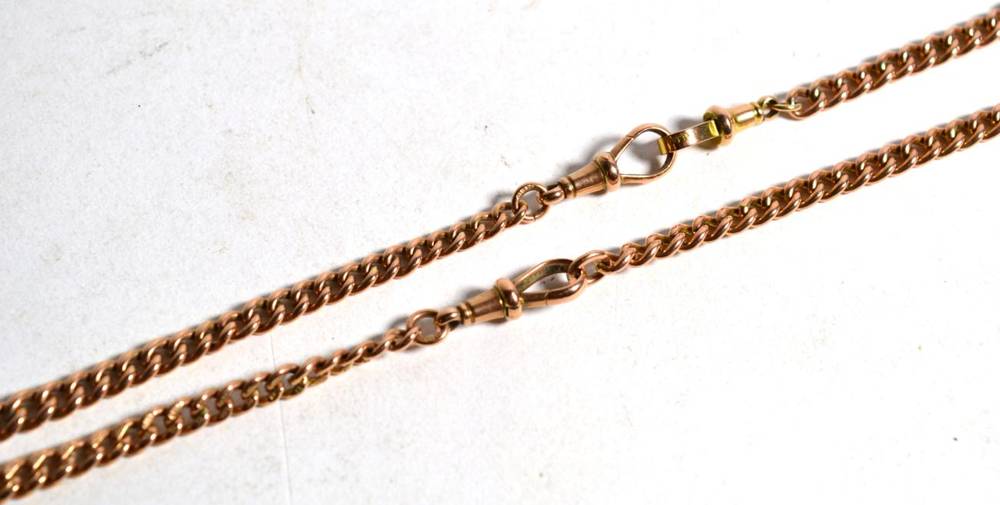 Lot 27 - Two guard chains, stamped '9' and '375' lengths 21.5cm and 42cm