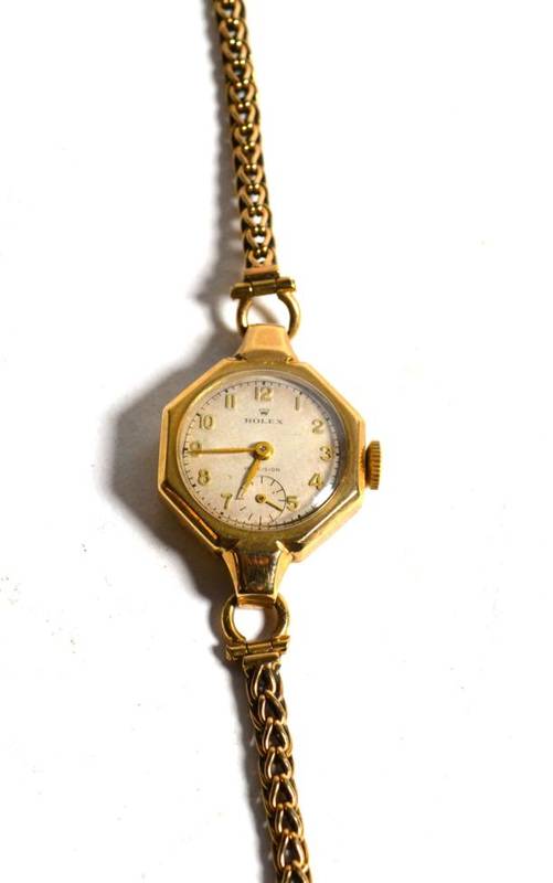 Lot 40 - A 9 carat gold lady's wristwatch, signed Rolex Precision