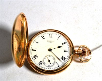 Lot 50 - A 9 carat gold full hunter keyless lever pocket watch, signed Waltham, 1923, movement signed...