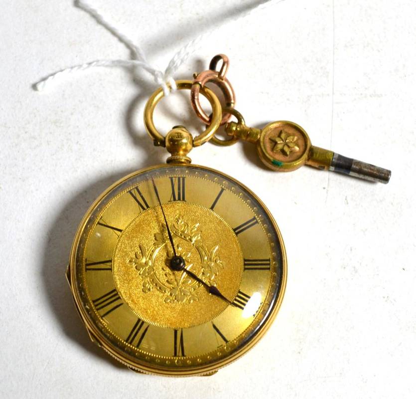 Lot 62 - A lady's fob watch, with case stamped '18K'