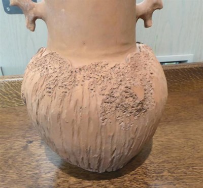 Lot 117 - A large Chinese Yixing rustic style vase, with calligraphic inscription and maker's mark, late...