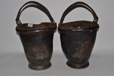 Lot 162 - Pair of 19th century leather fire buckets