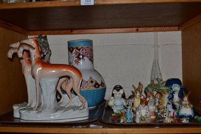 Lot 166 - A collection of china to include Staffordshire figures, Beatrix Potter figures etc