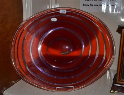 Lot 184 - An art glass shallow dish decorated with red swirls by Viaceslavas Gibovskis