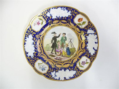 Lot 114 - A New Hall Porcelain Plate, circa 1825, painted with DR SYNTAX AND THE GYPSIES in a circular...