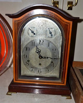 Lot 185 - A mahogany chiming table clock, movement stamped 'Made in Germany'