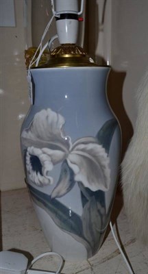 Lot 188 - A Royal Copenhagen china floral decorated vase, 32cm high, used as a table lamp (not drilled)